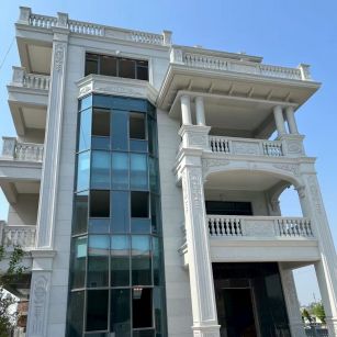 泰安 芝麻白花岗岩别墅外墙干挂效果展示